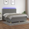Box spring postel s matrací a LED tmavě šedá 160x200 cm textil Šedá 3135686