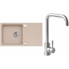 Alveus SET A20098 Beige 55 / Brúsená oceľ SETA20098 - Drez Granitový Galapagos 30 - 770x430mm, vanička 380x370x150mm, Beige 55 + bateria Angel, Brúsená oc