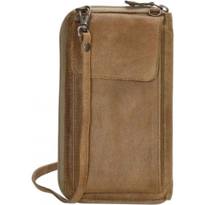 Beagles Béžová kožená kabelka na mobil + peňaženka 2v1 Dayana