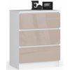 Ak furniture Komoda Kuba 60 cm - 3 zásuvky biela/cappuccino