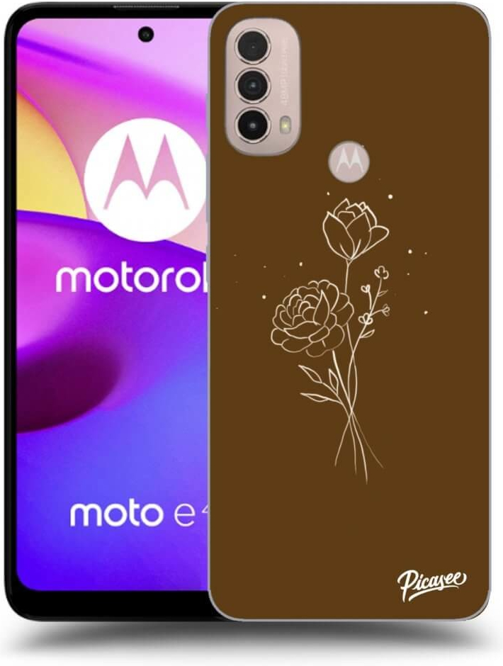 Púzdro Picasee silikónové Motorola Moto E40 - flowers čierne hnedé