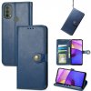 Peňaženkové kožené puzdro Retro Solid Color Buckle na Motorola Moto E20 / E30 / E40 - Modrá