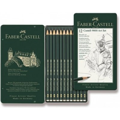 Grafitová ceruzka Faber-Castell Castell 9000 Art Set 12 ks, plechová krabička -