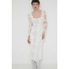 Šaty Desigual SANDALO biela farba, midi, priliehavá, 24SWVW50 M