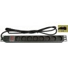 Rozvodný panel OEM 8x230V-IEC320 C14, ČSN, vypínač s kontrolkou, rack 19 '' 1U, kábel 1,8m