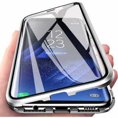 Púzdro Beweare Magnetické obojstranné s tvrdeným sklom Samsung Galaxy Note 9 - strieborné