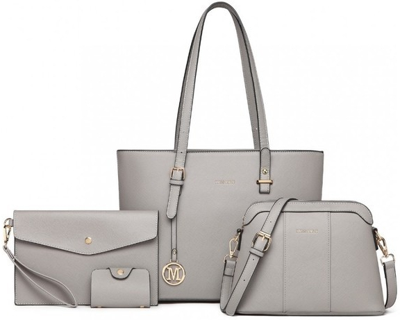 Miss Lulu kabelkový set elegantný s doplnkami šedý