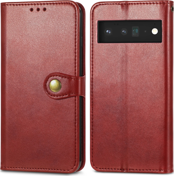 PROTEMIO 36721 LEATHER BUCKLE Peňaženkový obal Google Pixel 6 Pro červený