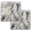 vidaXL Podsedáky na stoličky 2 ks sivo-biele 40 x 40 cm pravá ovčia kožušina