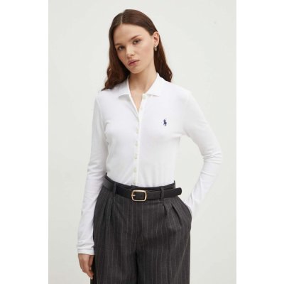 Ralph Lauren Polo košeľa dámska biela slim s klasickým golierom 211941176