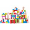 Woody Stavebnica kocky farebné / natur s prestrkávacím vrchnákom, 100 dielov, 90905