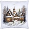 J&W Vianočná obliečka Zimná dedinka – čarovný motív zasnežených domčekov 40x40 cm