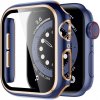 MojRemienok.sk Lesklé prémiové ochranné puzdro s tvrdeným sklom pre Apple Watch 38/40/41/42/44/45 mm Veľkosť púzdra: 38mm, Farba: modrá a ružová zlatá