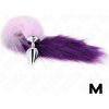 KINK Análny kolík so syntetickým chvostom fialový M 8x3,5cm chvost 40cm