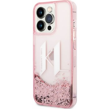 Púzdro Karl Lagerfeld Liquid Glitter Big KL Logo iPhone 14 ružové