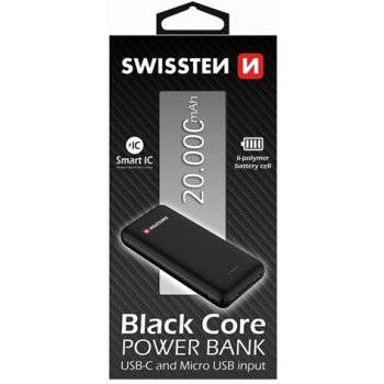 Swissten Black Core Slim Power Bank 20000 mAh