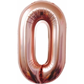 PartyDeco Fóliový balón narodeninové číslo 0 ružovo zlatý
