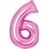 Amscan Fóliový balón číslo 6 svetlo ružový 66cm