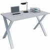 VCM drevený stôl počítačový stôl pracovný stôl kancelársky nábytok Lona X biela sivá