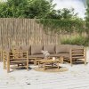 Zostava záhradného nábytku VidaXL 3155125, bambus, tmavosivá, 7-dielna