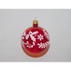 ONREX Vianočná ozdoba sklenená guľa červená/biela vetvičky pr. 7 cm
