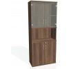 Policová skriňa Strong, zámok, 80x192x40 cm, orech/orech - 1 kus - 1 KS - áno - 4 - 60 mesiacov - rovná - kombinovaná - Hobis - 2x sklenené a 2x plné - 80 cm - Strong - 40 cm - 192 cm - orech - 72.1 k