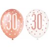 Balóny 30 narodeniny ružovo-zlaté 30cm 6ks