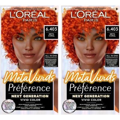 L'Oréal Paris Préférence Meta Vivids sada 2x farba na vlasy 75 ml Odtieň 6.403 Meta Coral