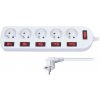 Solight PP143 5z predlžovací prívod, 2m, 3 x 1mm2, biely, 6x vypínač