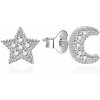 Agato Strieborné náušnice Hviezda a mesiac so zirkónmi AGT-E016PW