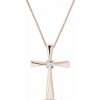 Prívesok krížik z ružového zlata s diamantom KLENOTA K0628014