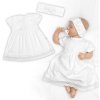 Baby Nellys Luxusné šatôčky s čipkou Sofia krátkym rukávom + čelenka 2D sada bielej Veľ. 50/56