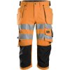 Snickers Workwear Nohavice 3 Pirate Stretch reflexné s PK oranžové veľ. 58