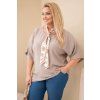 Fashionweek Dámska blúzka Plus Size viskóza so šatkou K71741 Farba: latte, Veľkosť: Universal
