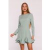 ELEGANTNÉ DÁMSKE MINI ŠATY S VOLÁNMI MÄTOVÉ 38 M