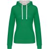 Kariban Mikina Kariban K465 s kontrastní kapucí, dámská COT20K465k6105-light kelly 2XL Zelná kelly světlá/bílá
