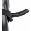 Realrock Hollow Strap-on dutý pripínací penis so semenníkmi 18 cm - čierny
