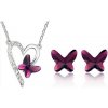 Austrian Crystal SW set motýľ srdce fialový