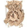 Robotime 3D drevené mechanické puzzle Hodiny Sova kyvadlové 161 ks