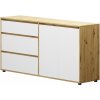 NABBI Norman CH-2D/3DR dvojdverová komoda so zásuvkami biela / dub wotan