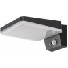 Rabalux Čierne fasádne solárne LED svietidlo s pohybovým čidlom Lasset 4,4W IP54 77078