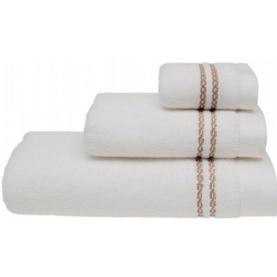 Soft Cotton 3x malý uterák CHAINE 30x50 cm. Malý froté uterák MICRO COTTON 32x50 cm Biela / béžová