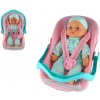 Teddies Bábika bábätko plast/látka 30cm mäkké telo v nosidle/autosedačke s cumlíkom
