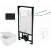 Deante Anemon Zero, závesná podomietková zostava 6v1, wc misa + sedátko + rám + čierne tlačidlo, CDZN6ZPW