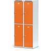 Alfa 3 Šatníková skrinka s úložnými boxami, 4 boxy, 1800 x 800 x 500 mm, cylindrický zámok, oranžové dvere