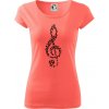 Husľový kľúč z nôt - Dámske tričko Pure - 2XL ( Korálová )