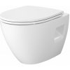 Cersanit Moduo wc misa s pomaly sa sklápajúcim sedadlom závesné bez oplachovacieho kruhu s vírivým splachovaním biela lesklá S4013-010