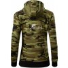 Ekg punk - Mikina dámska trendy zipper s kapucňou - S ( Zelený maskáč )