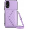 Kožený kryt Rhombic Lanyard na Oppo A38 - Svetlá fialová