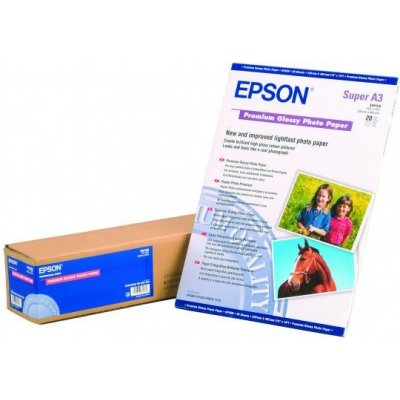 Epson Premium Glossy Photo Paper, C13S041315, foto papier, lesklý, silný typ biely, Stylus Photo 1270, 2100, A3, 255 g/m2, 20 ks,